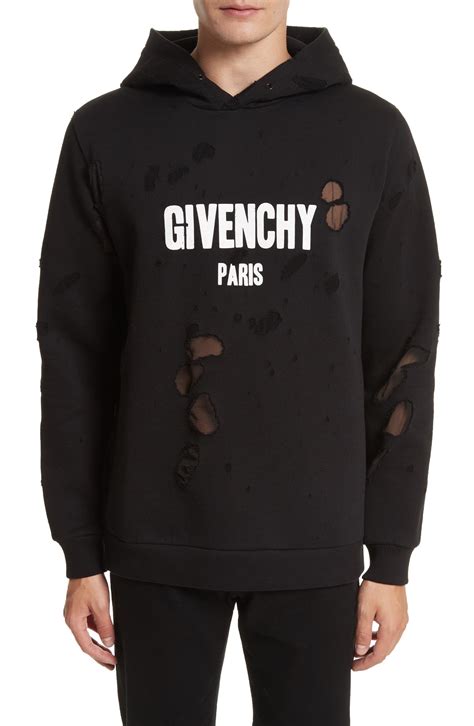 givenchy men sleeve sweater|Givenchy distressed hoodie.